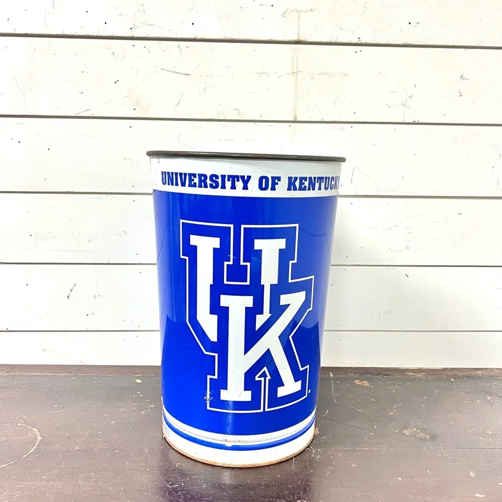 Trash can waste basket metal university Kentucky uk sports decor
